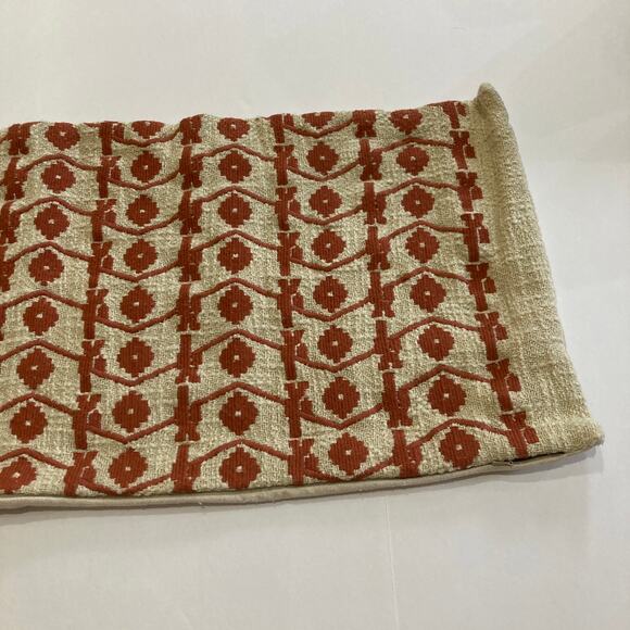 West Elm Lumbar Woven Pillow Cover Cream & Terracotta Red Boho Tassels 13" x 33" - Picture 5 of 9